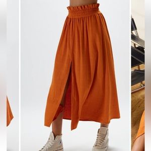 House Of Harlow 1960 Rust Corduroy Midi Skirt